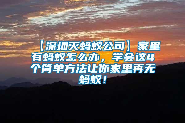 【深圳滅螞蟻公司】家里有螞蟻怎么辦，學會這4個簡單方法讓你家里再無螞蟻！